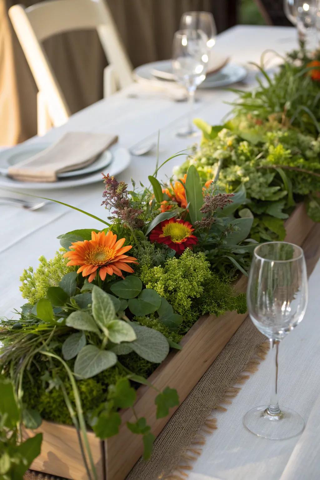 Inventive table path as a striking centerpiece.