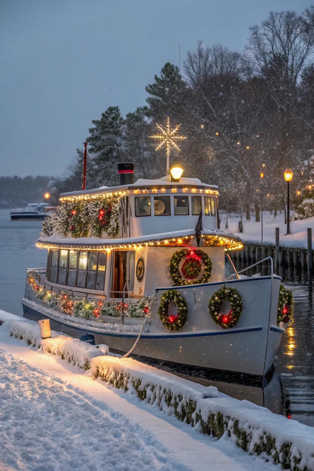 The Frostbound Expedition on the water, inviting everyone on a magical holiday journey.
