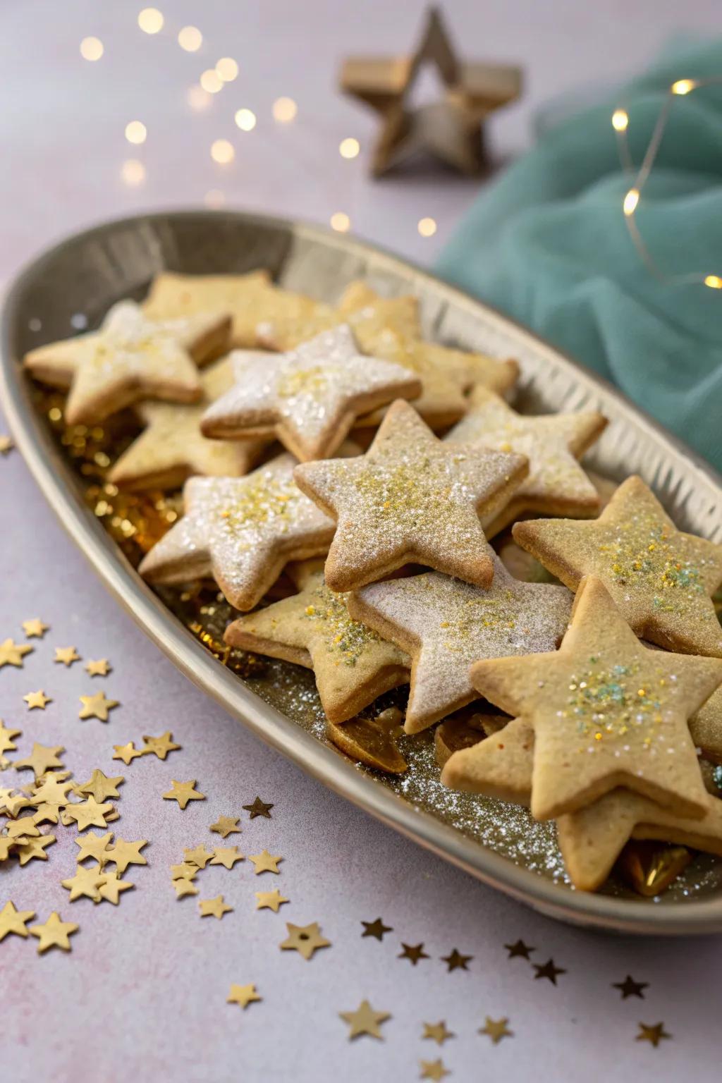 Celestial cookies twinkle brightly, creating an otherworldly dessert.