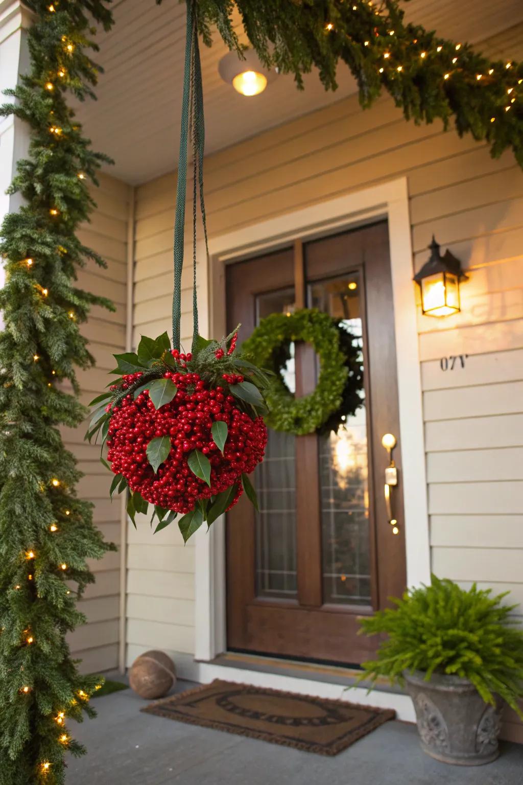 Kissing balls provide a festive, fresh take.