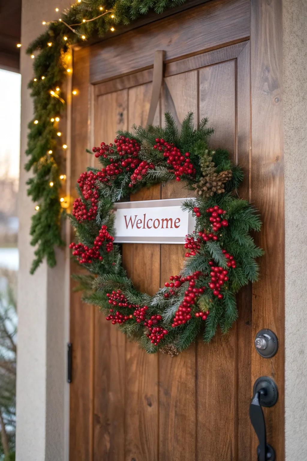 Welcome visitors with a wreath and notice amalgamation.
