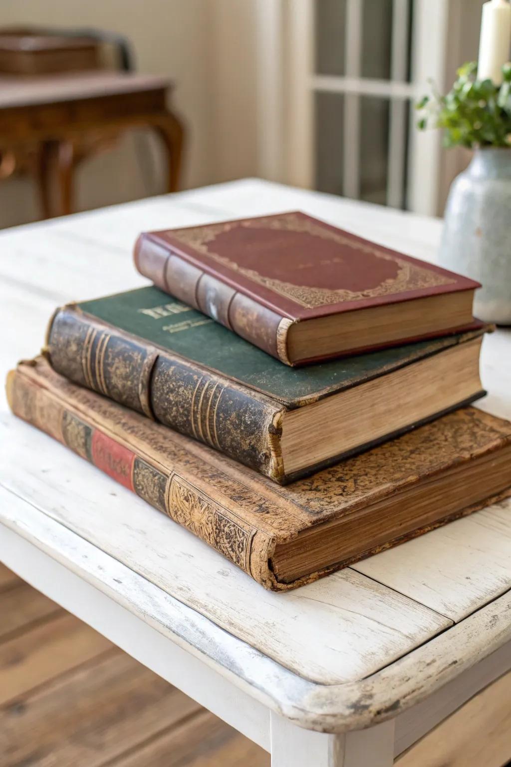 Antique books add character and charm to your décor.