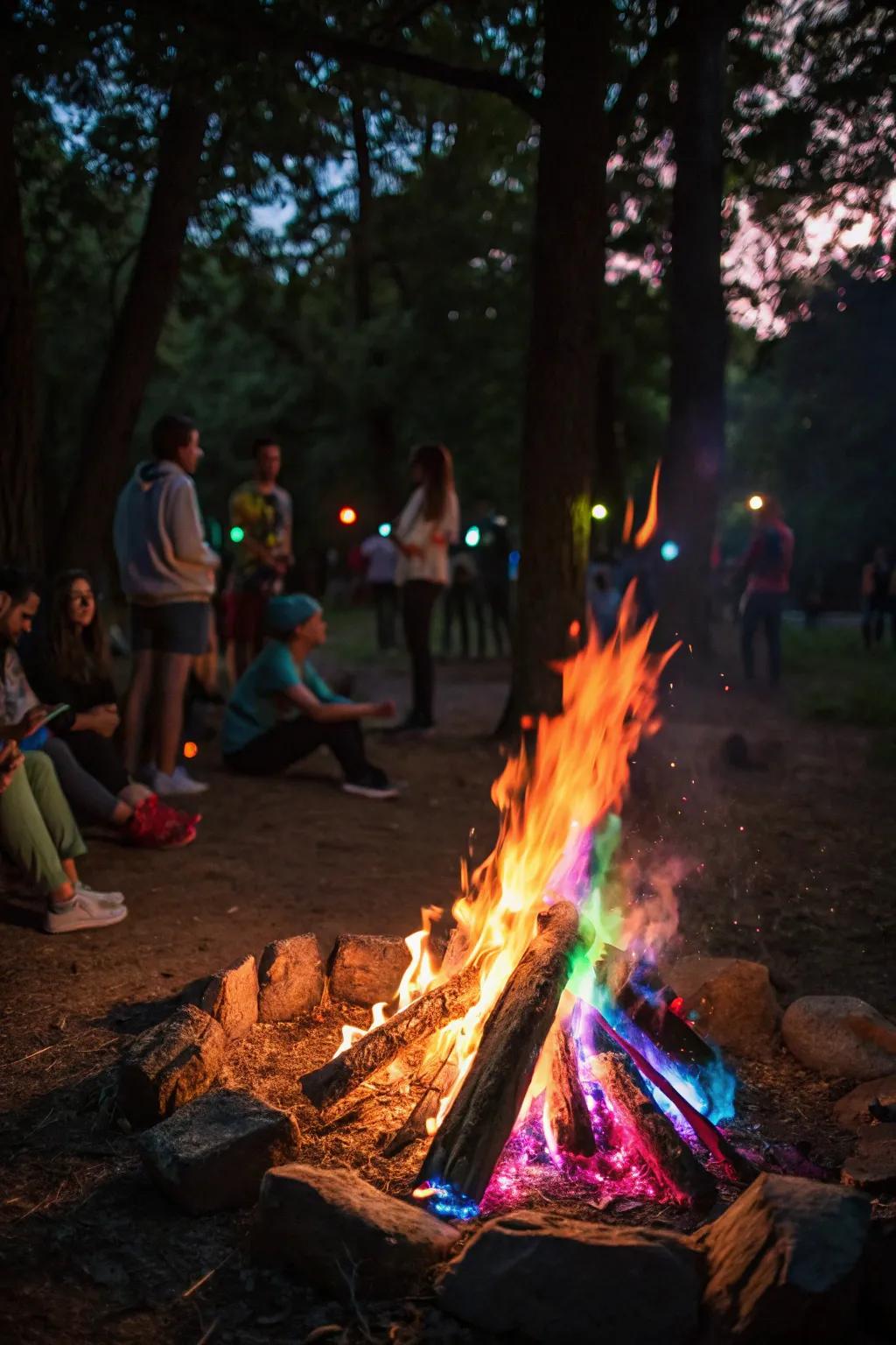 A captivating hue-switching burning pile experience.