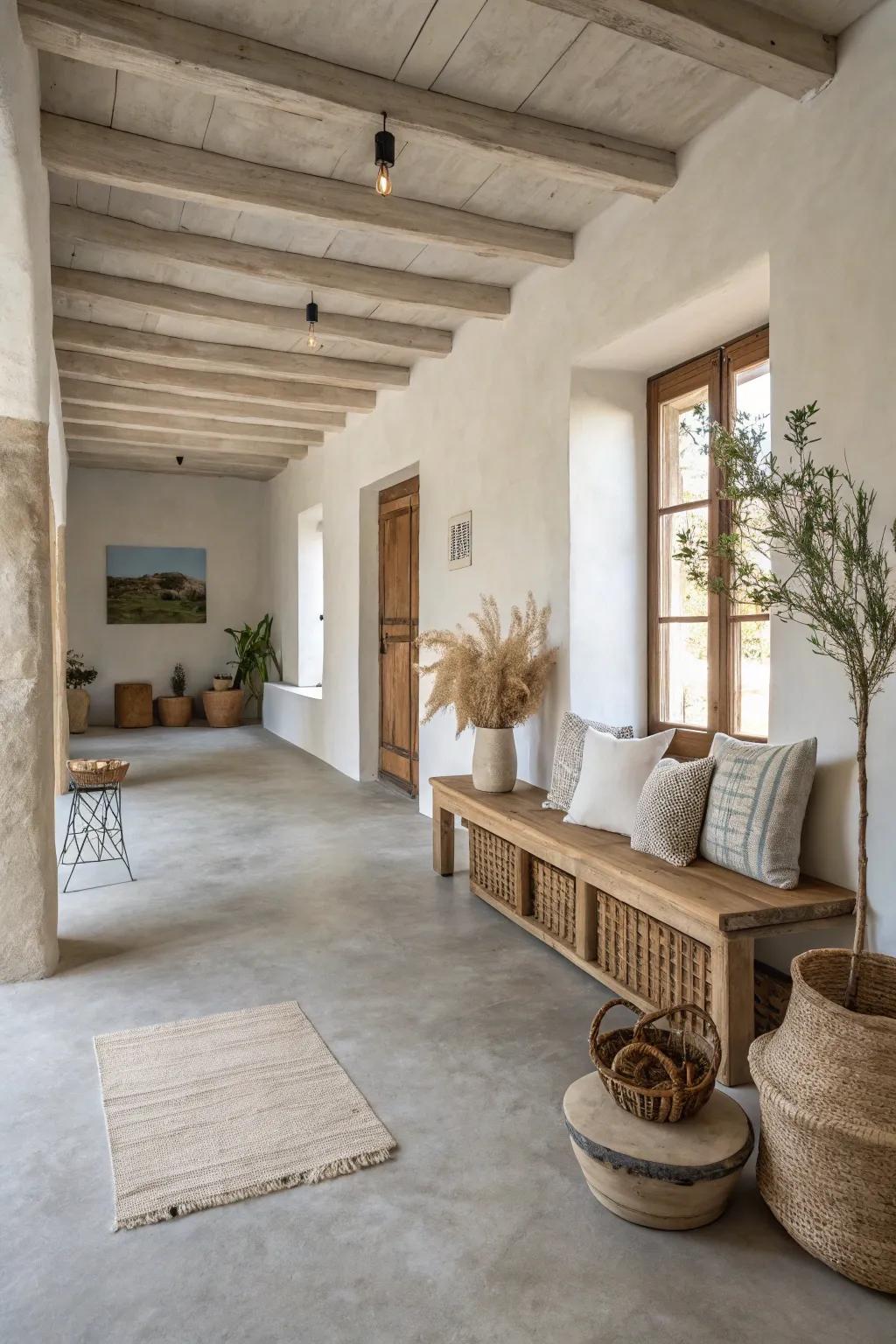 Raw aesthetic concrete floors celebrate the material's raw elegance.