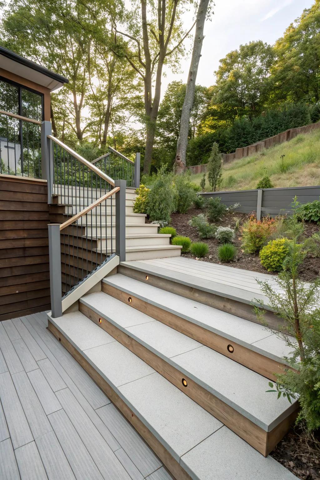 Go green with eco-friendly composite deck stairs.