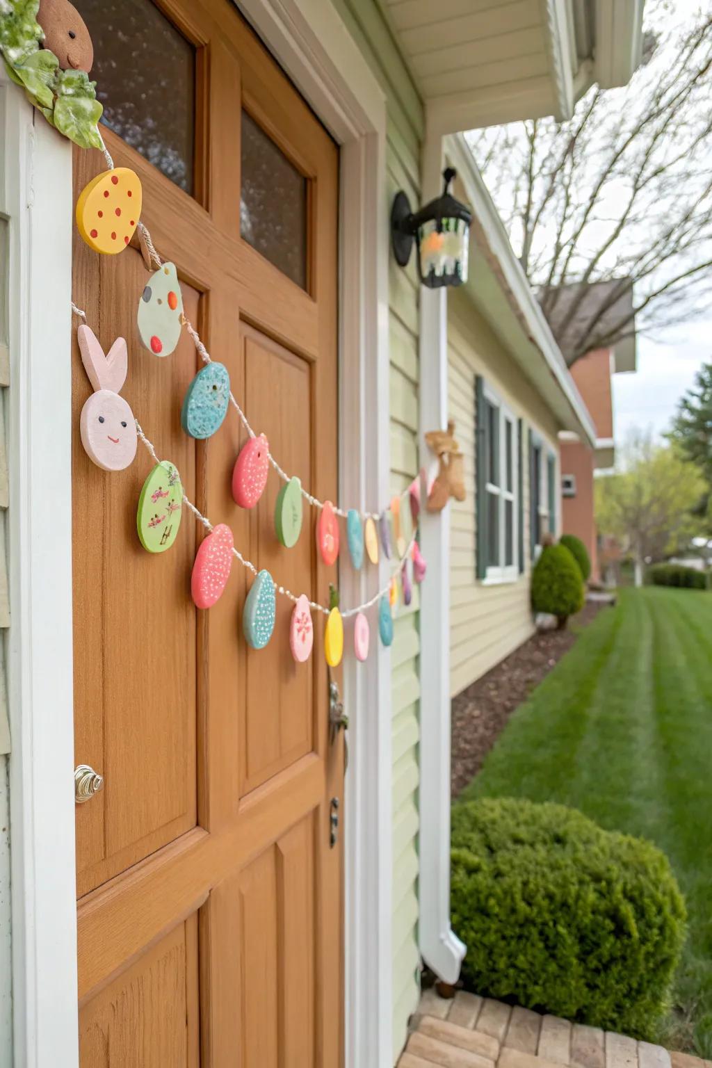 A clay Easter decoration delivers handmade charm and creativity.
