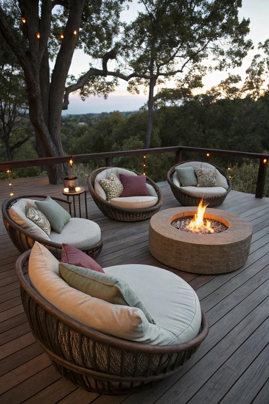 Large round seats offer a whimsical and cozy seating option.
