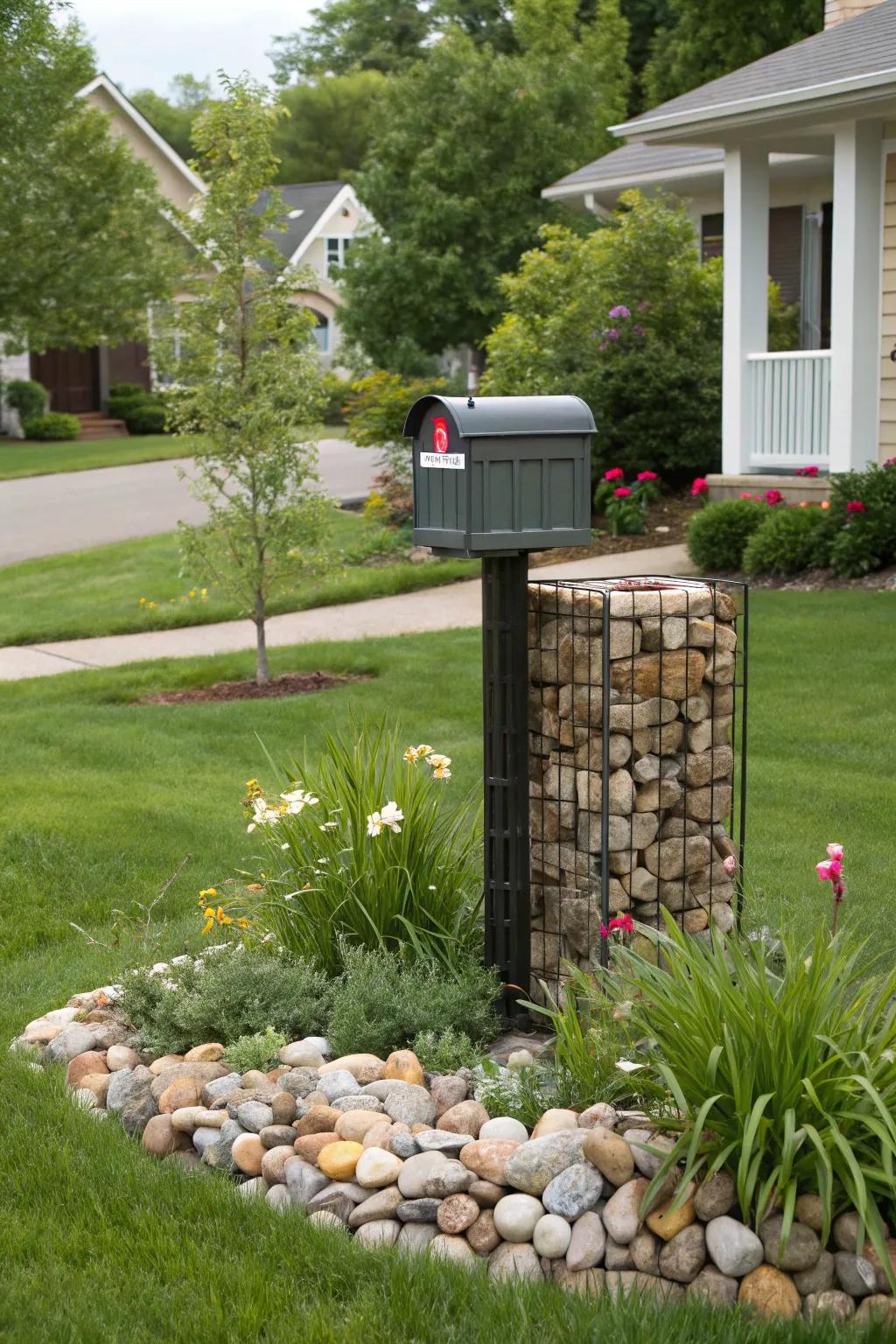 Make a statement with a stone mailbox feature.