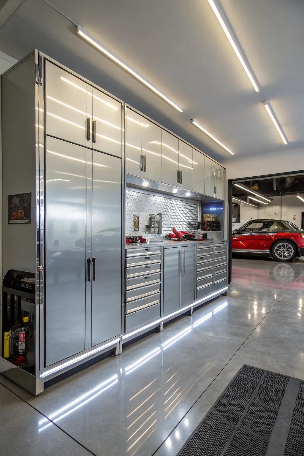 Reflecting metallics bring a modern, high-tech feel.