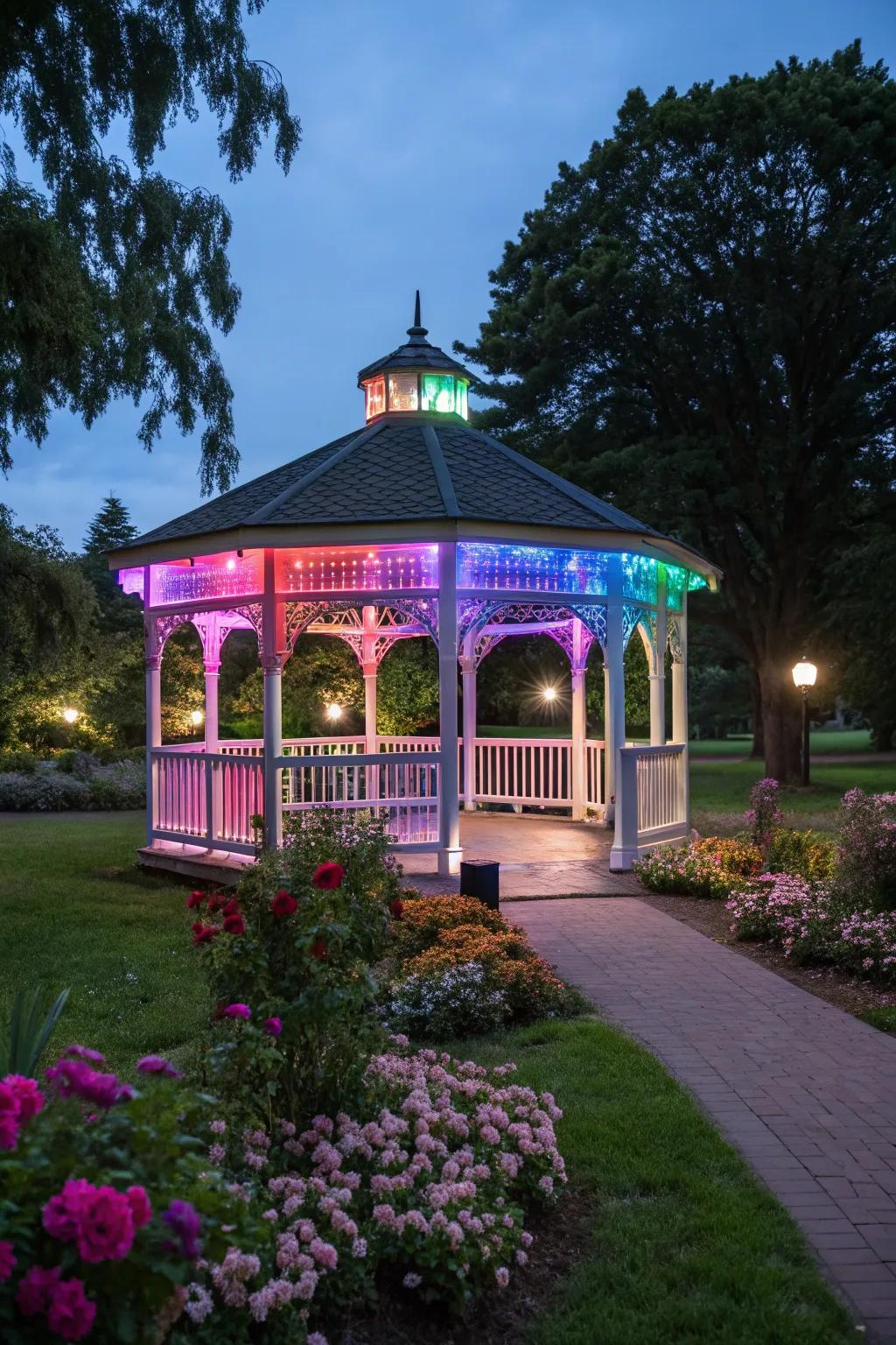 Hue-shifting lights presenting versatile ambiance options.