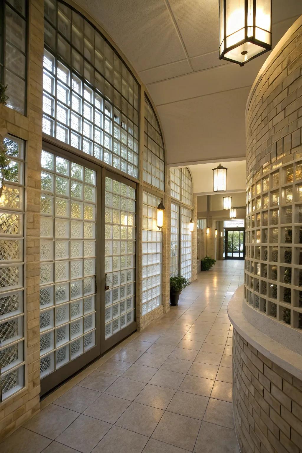 A changing space showing crystal cube walls, which guides light and makes the home look better.