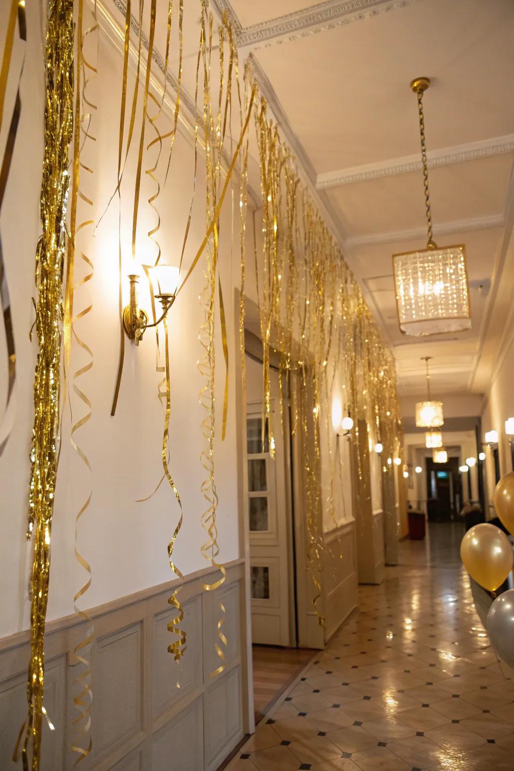 Golden Ribbons bring a dramatic flair to your party.