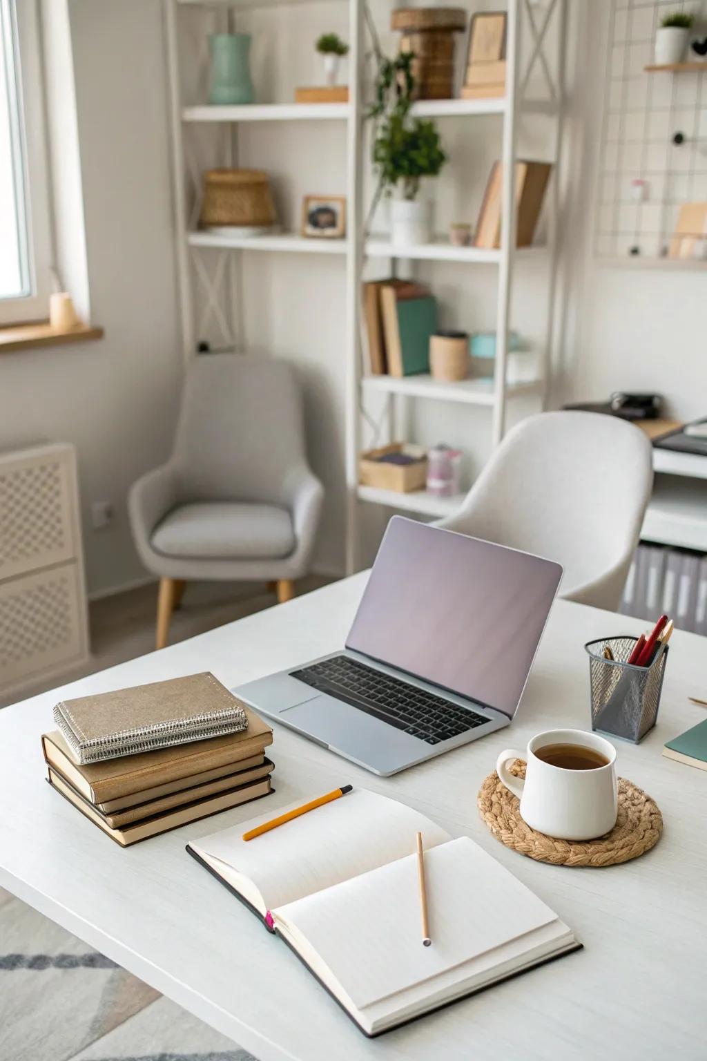 A tidy workspace promotes focus and efficiency.