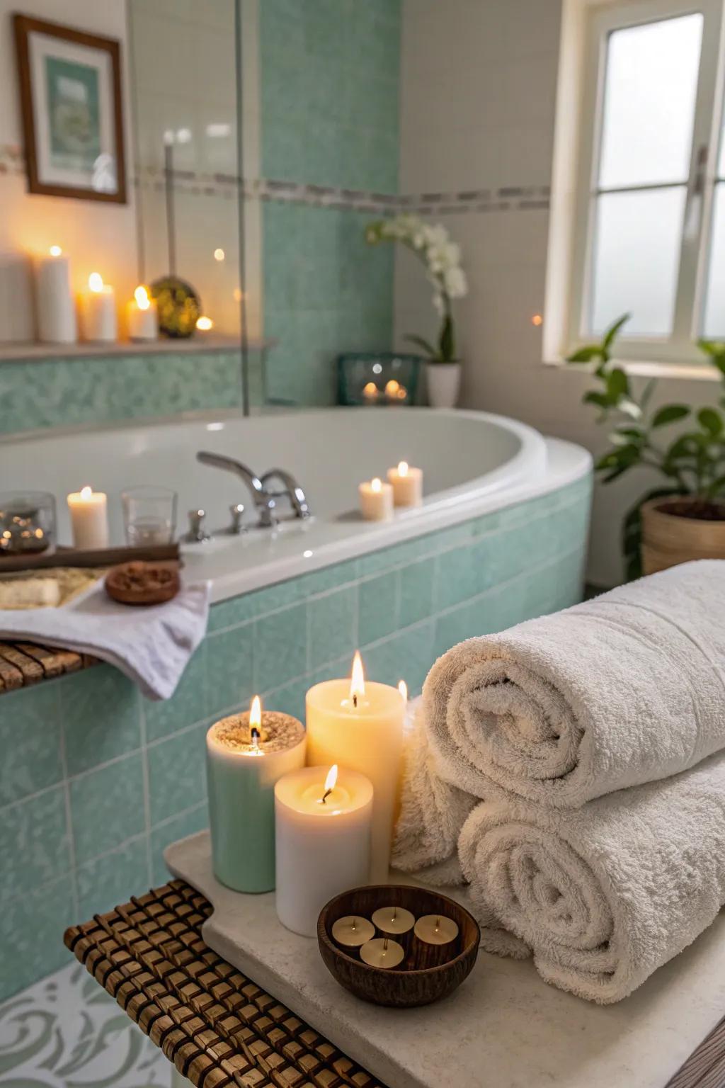 A relaxing home-spa ambiance creates a relaxing retreat for guests.