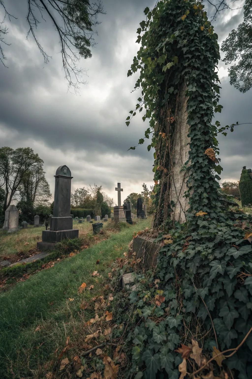 Vines and ivy give your graveyard an aged, mysterious appearance.