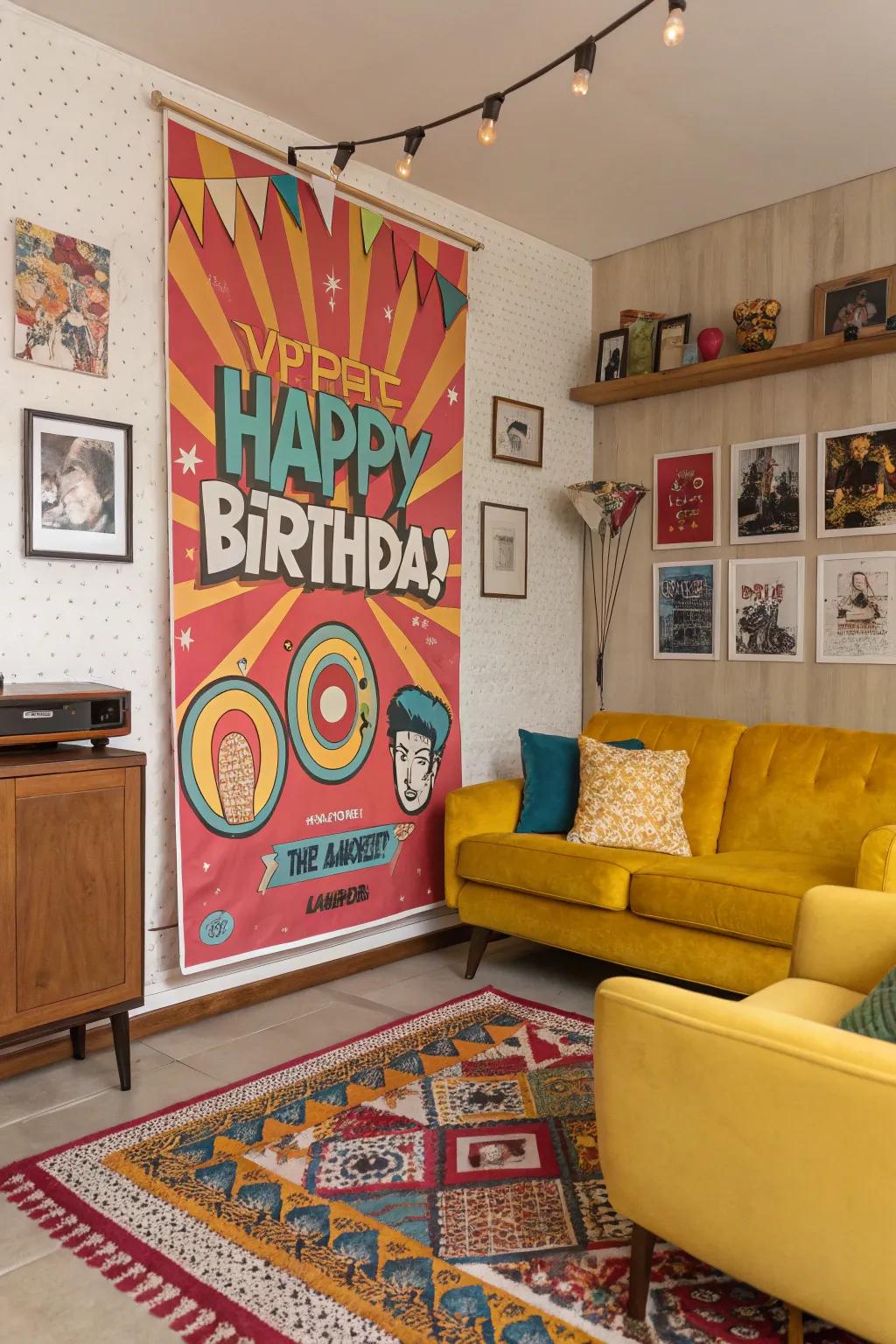 Retro pop creation adds bold flair to birthday displays.
