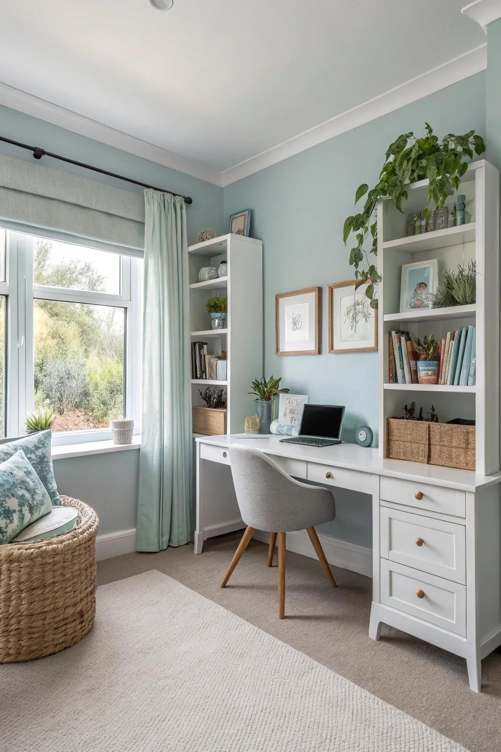 Calming colors help you create a peaceful workspace.