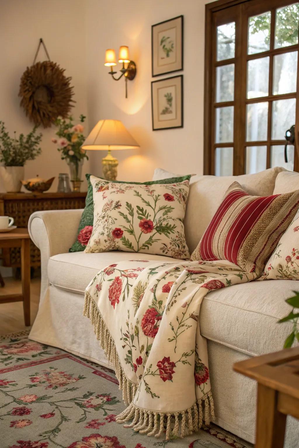 Fabrics featuring spring themes instantly transform the room's vibe.