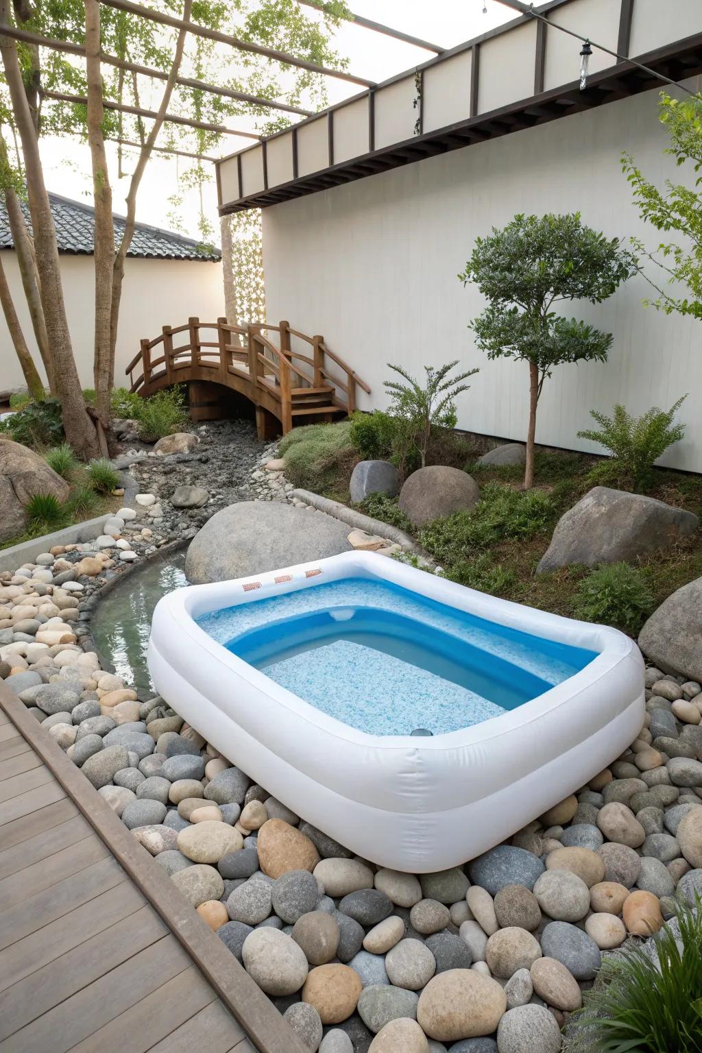 A serene Tranquil garden pool retreat for mindfulness.