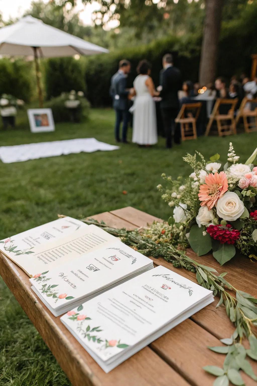 Tailored guides inject a special and guiding detail to the ceremony.