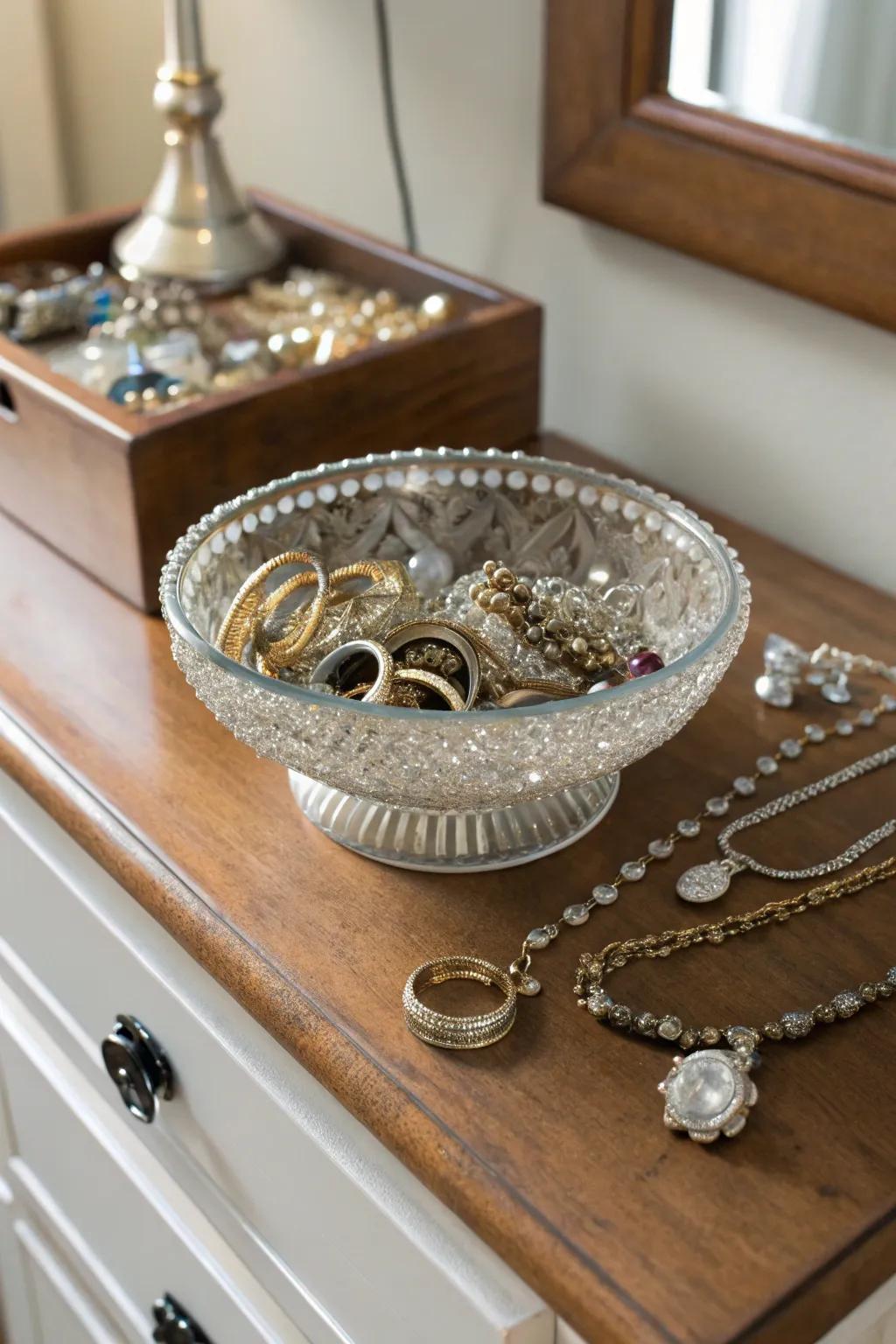 An ornamental basin for an elegant jewelry array