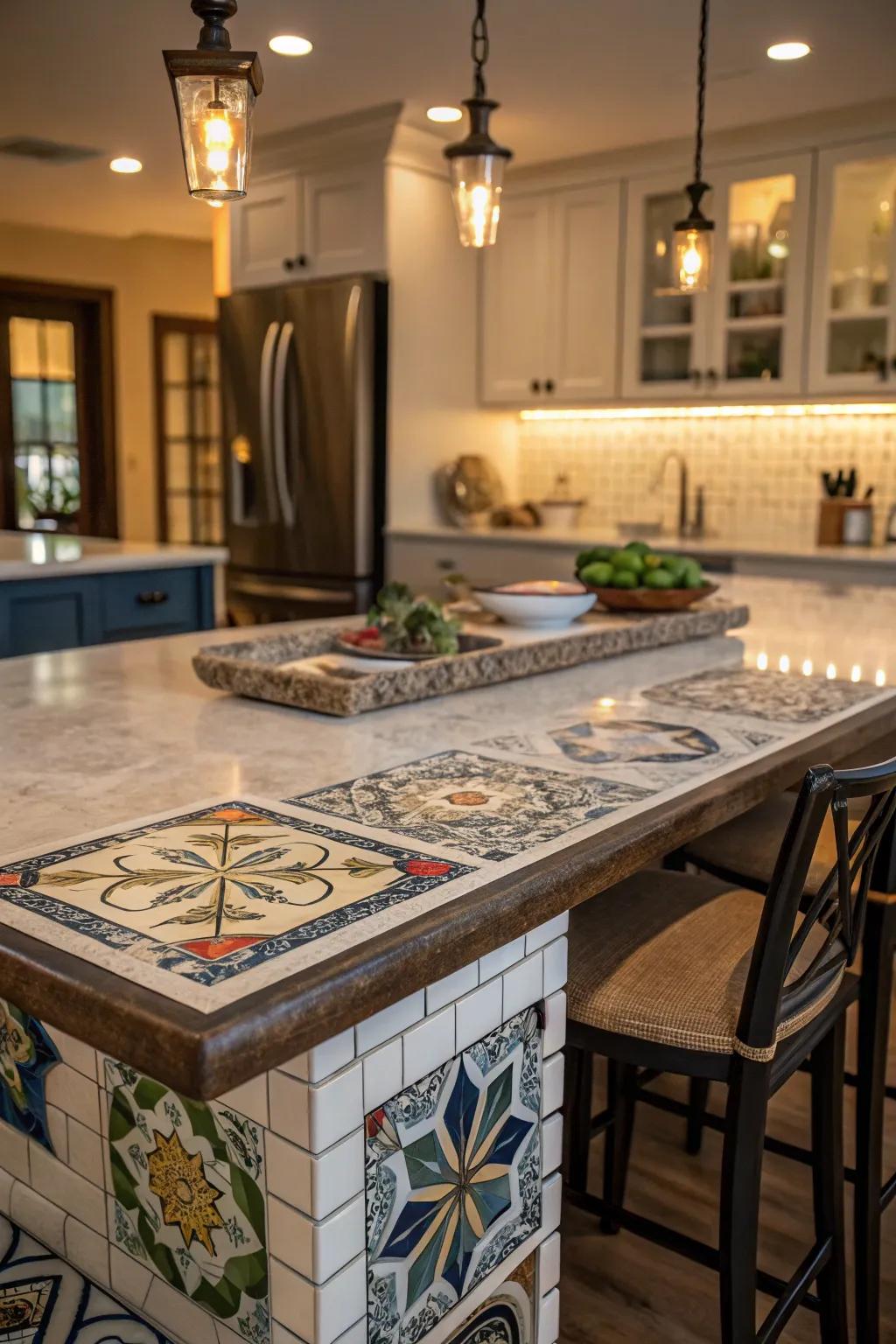 Artistic touches make a central island a work of art.