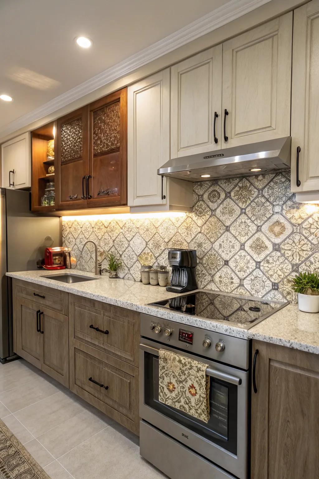 Distinct textures featured in laminate backsplash introduce subtle personality.