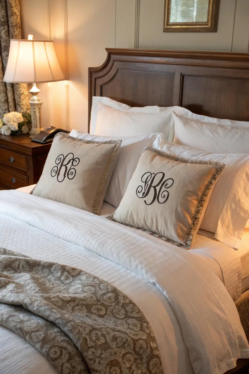 Personal components adding warmth and character to the tiered bedclothes.