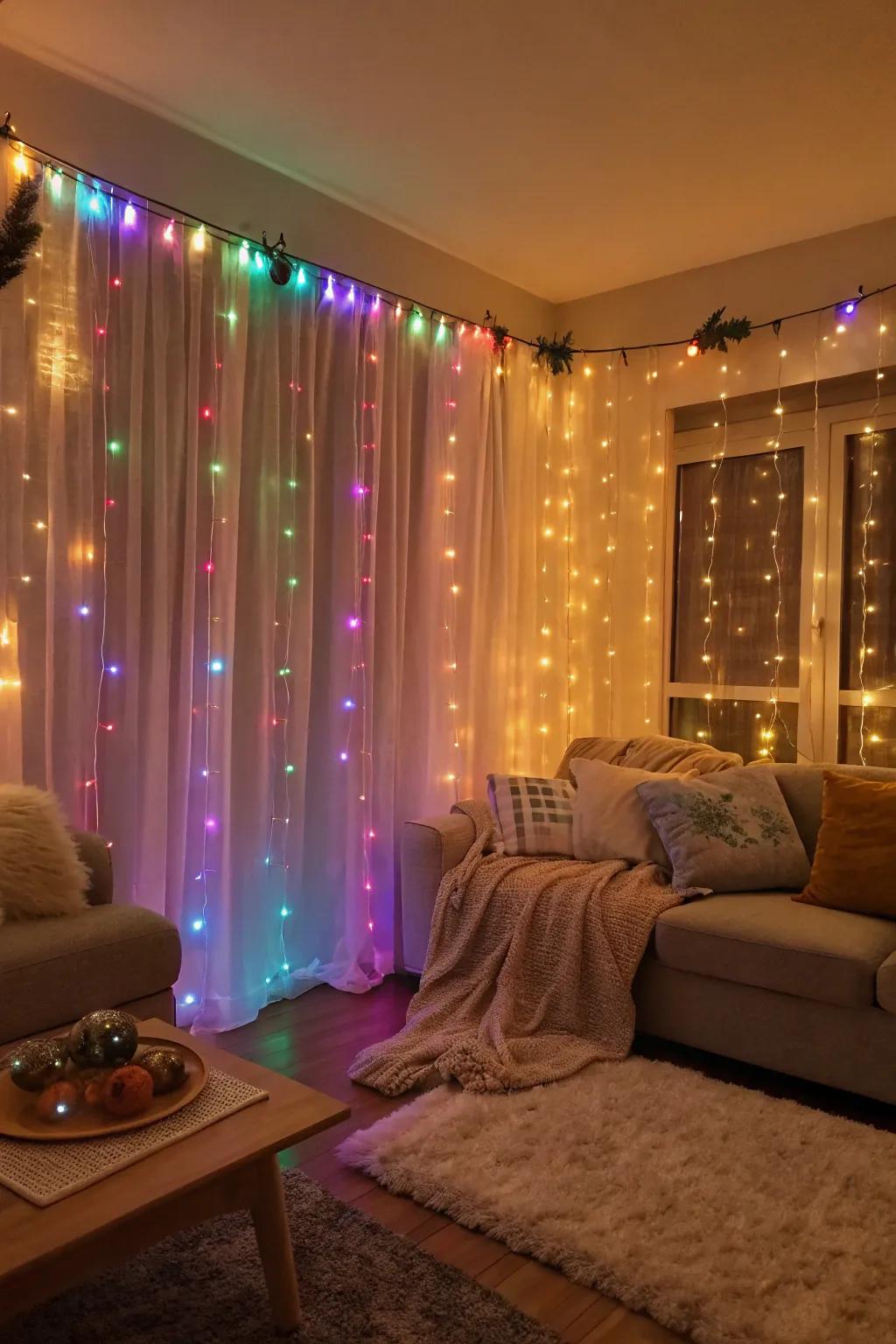 Whimsical sparkle courtesy of LED light curtains.