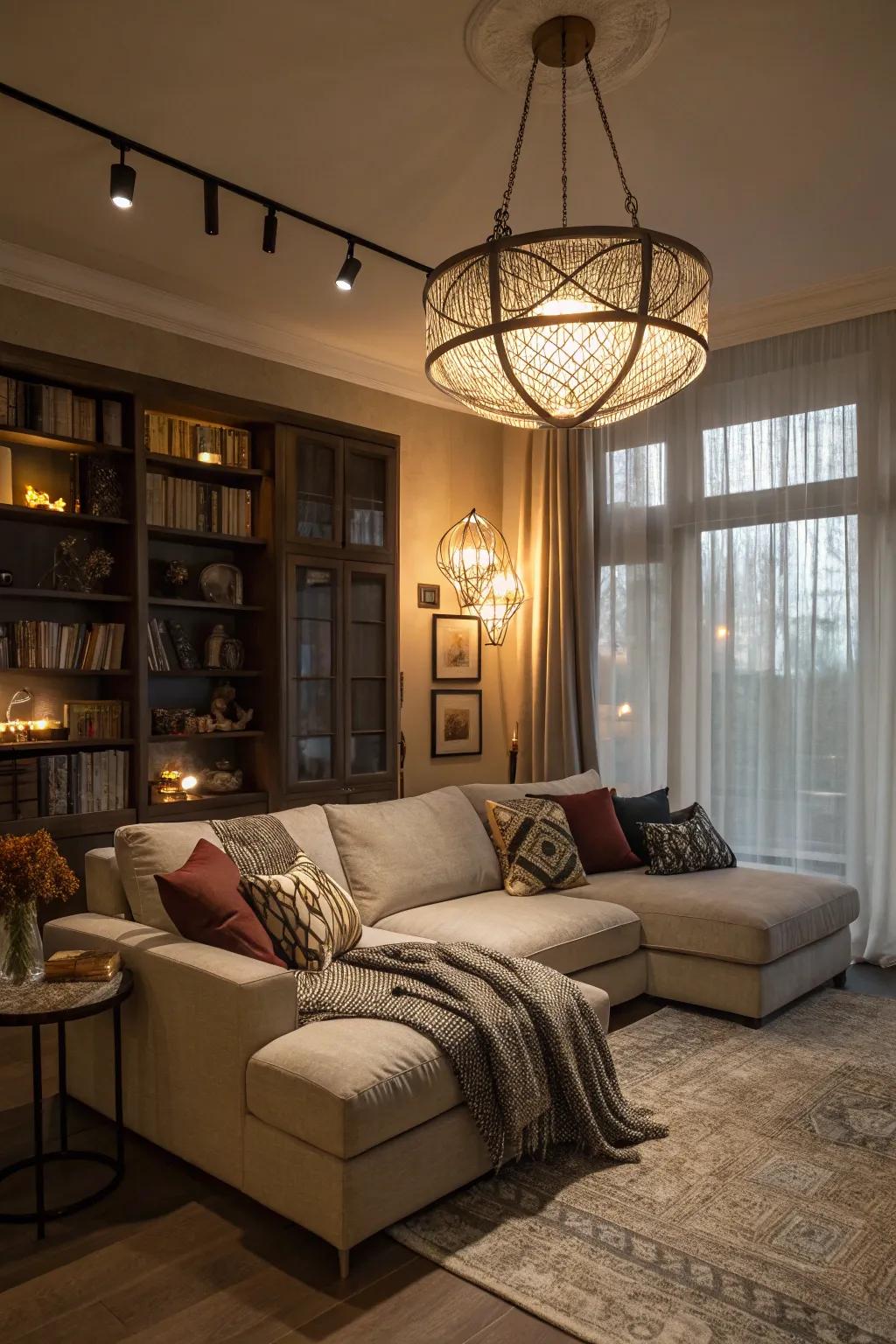 Carefully placed lighting enhances both function and mood around your sectional.