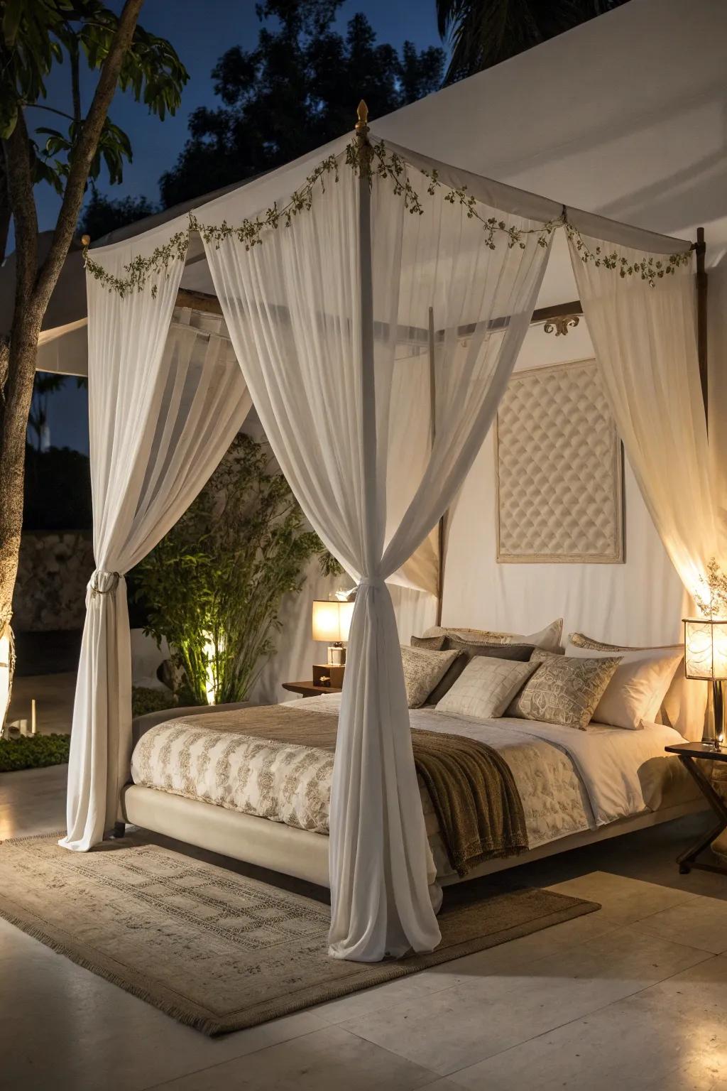 Fabric creates an intimate retreat.