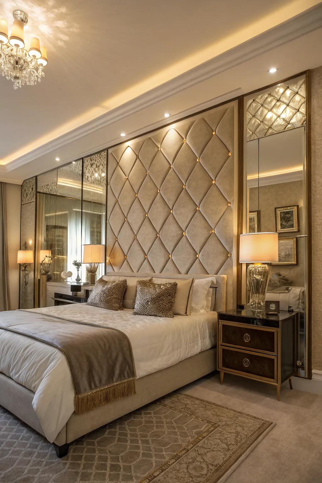 Mirror panels craft a sense of space and light on your headboard arrangement.