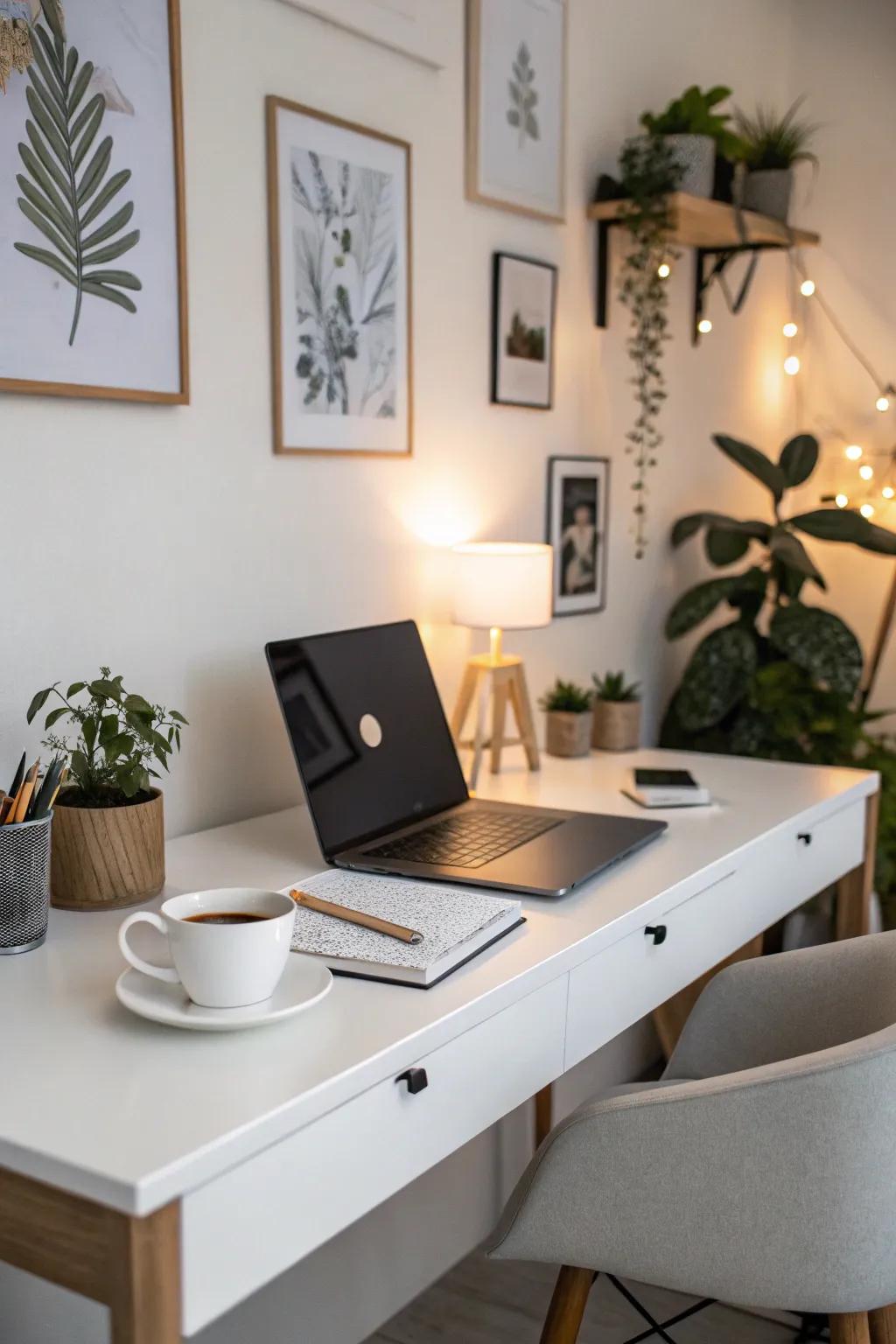 A modern home office nook inspires productivity.