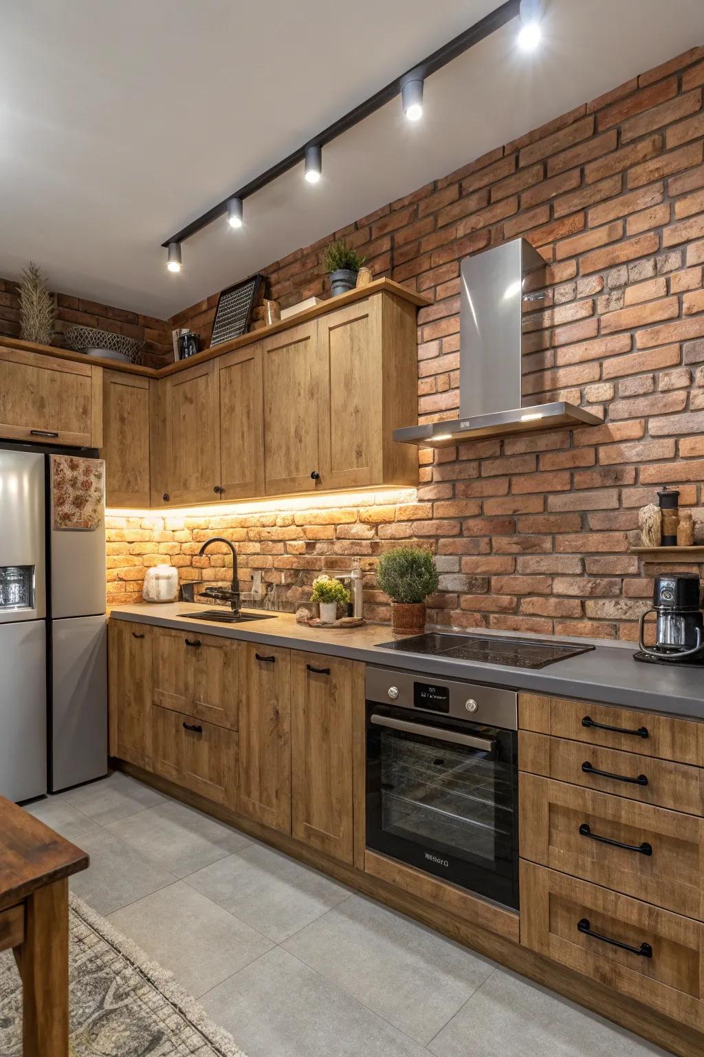 Brick squares add rustic charm and warmth.