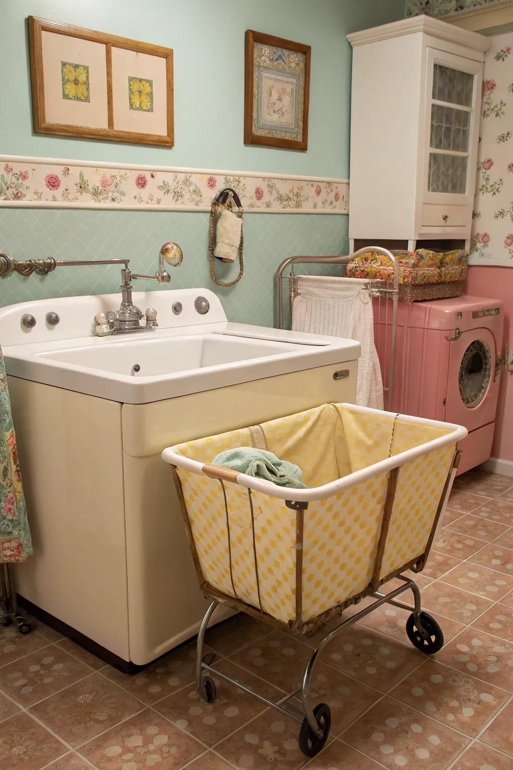 Vintage elements bring charm and nostalgia to your laundry room.