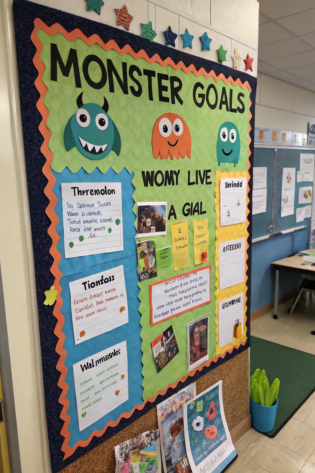 A goal board that uses creatures to inspire students to reach their aspirations.