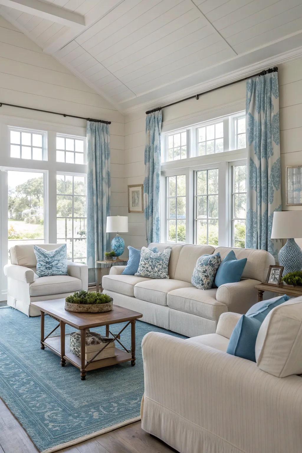 A unified color story brings harmony to an off-white space.