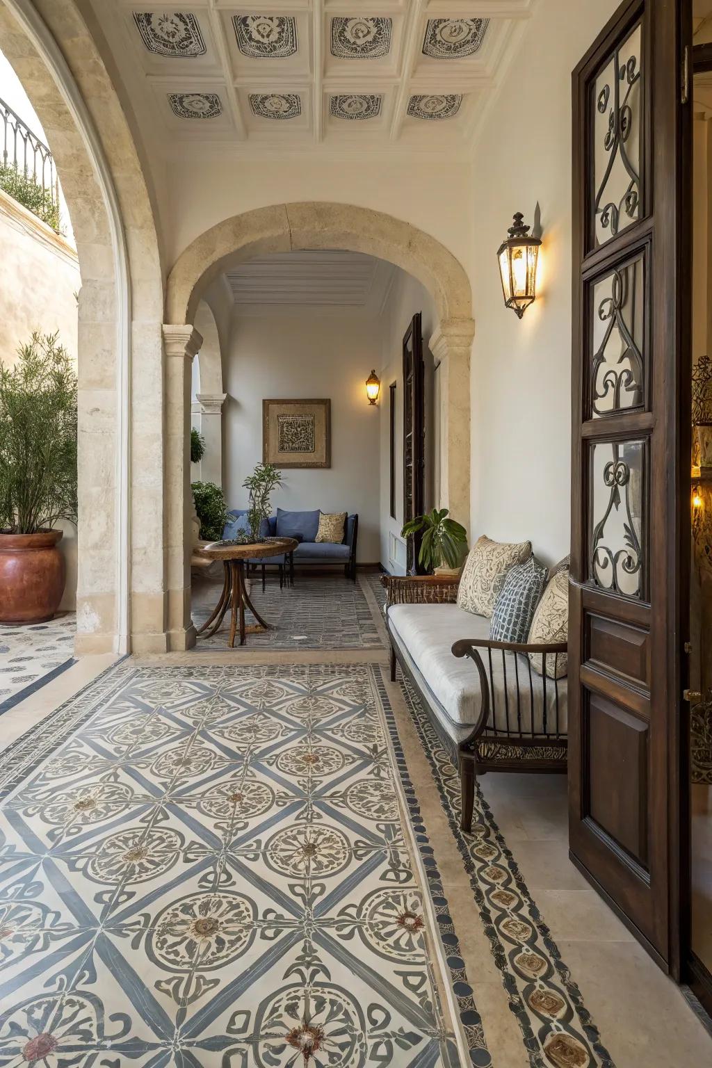 Visual pathways within an entryway enhance movement and flow.