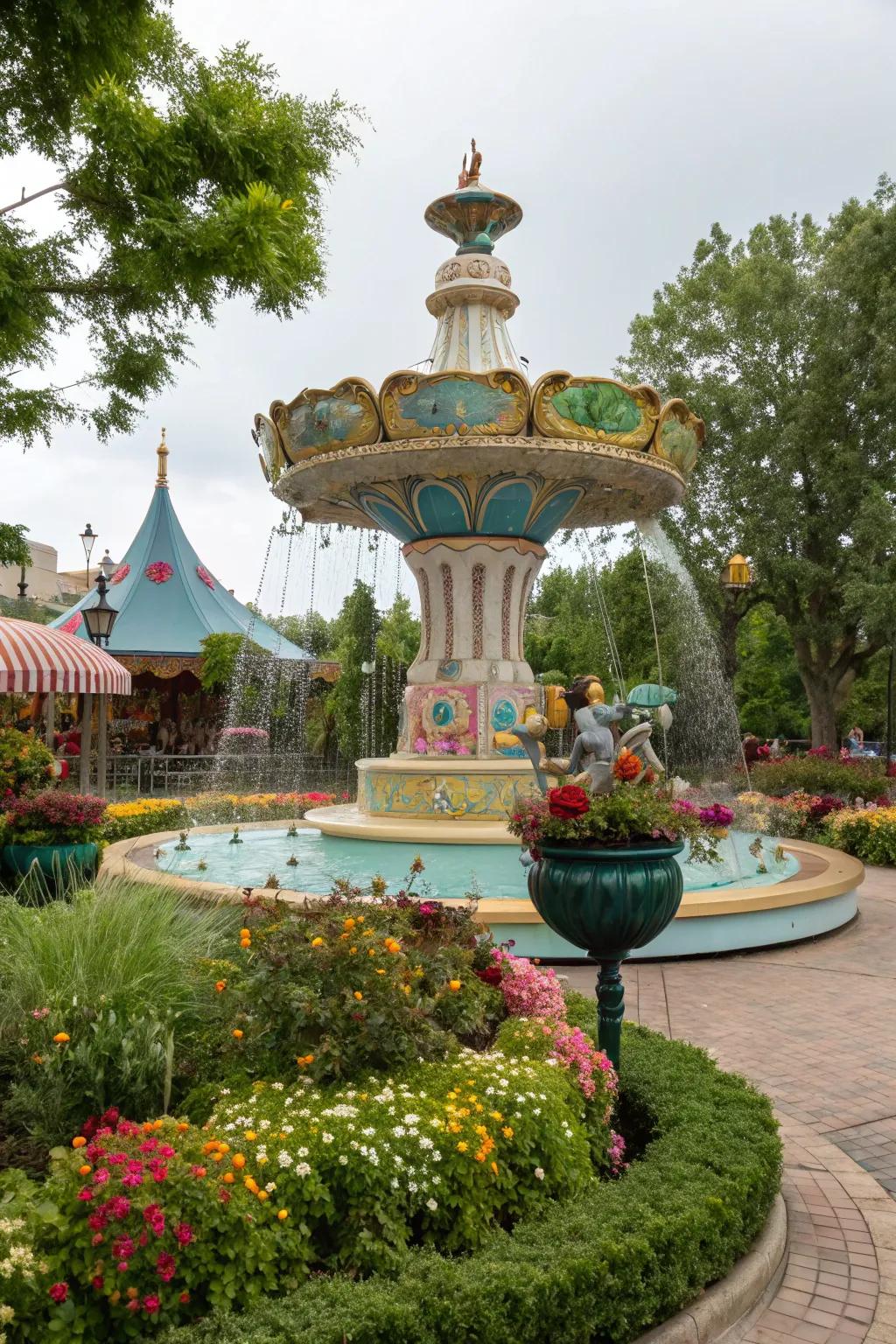 Fantastic fountain sculptures bring playful charm to gardens.