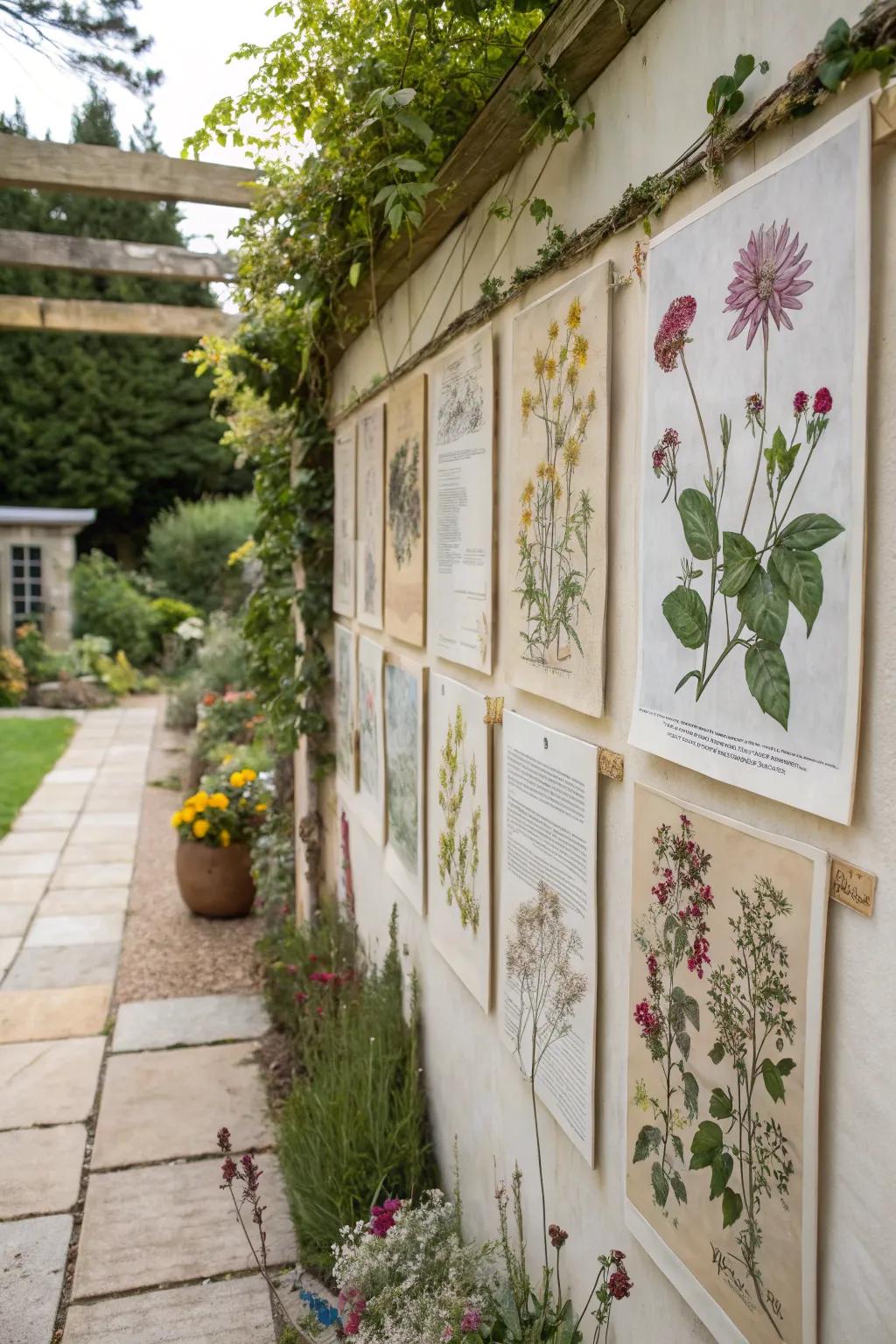 Nature-inspired decor adds a sense of calm to garden walls.
