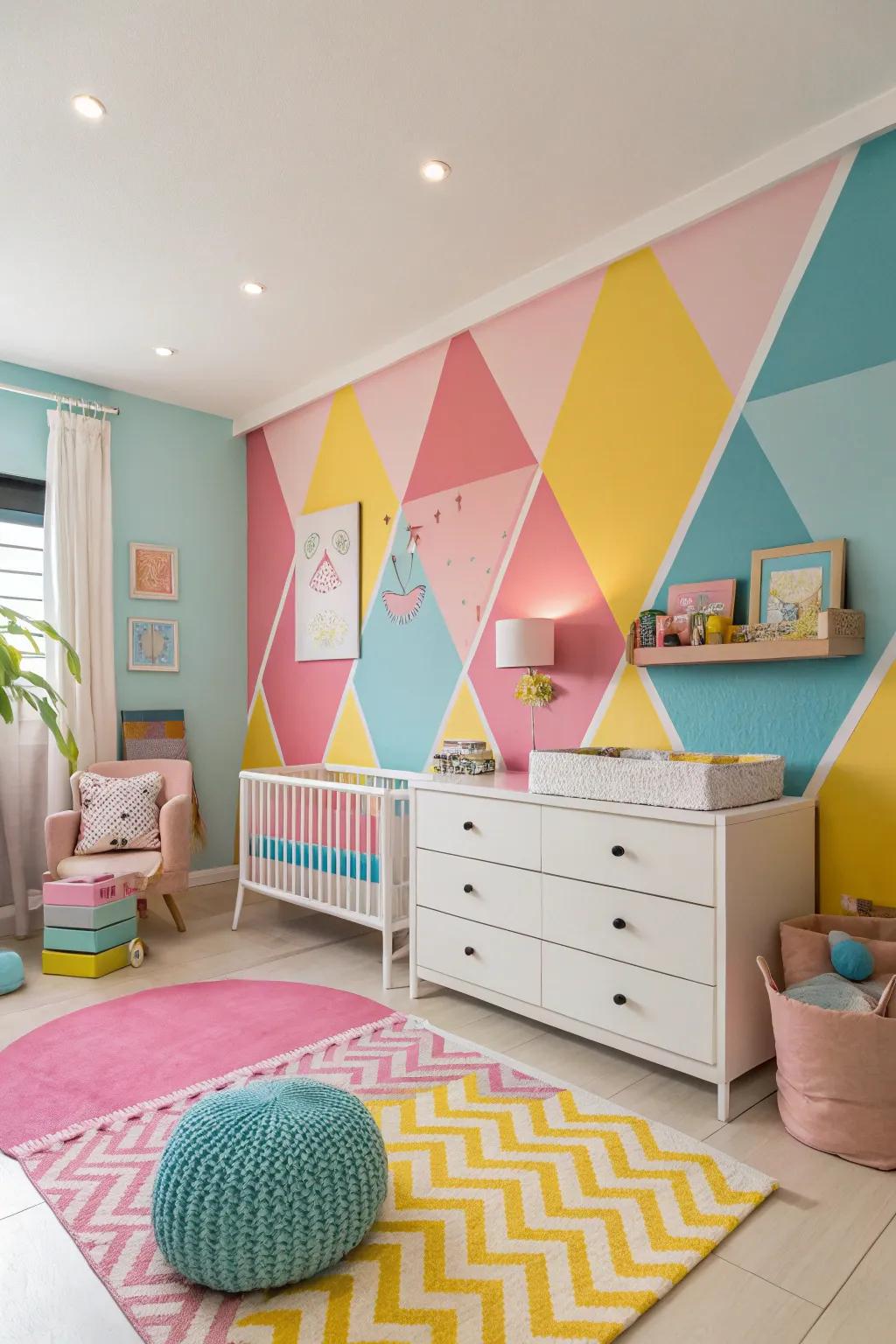 Unique color combinations create a unique and striking nursery environment.