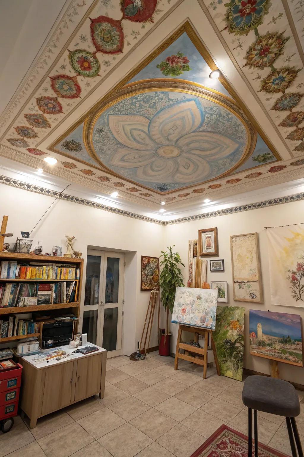 Coating illusions proffer a singular and creative ceiling design.
