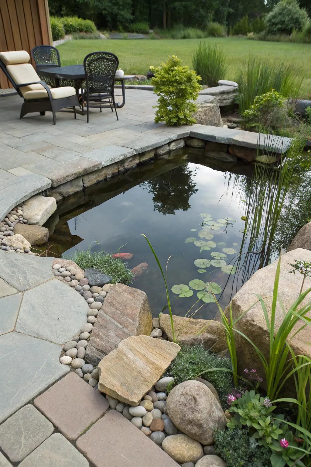 A petite pool furnishes a serene and picturesque element to your patio.