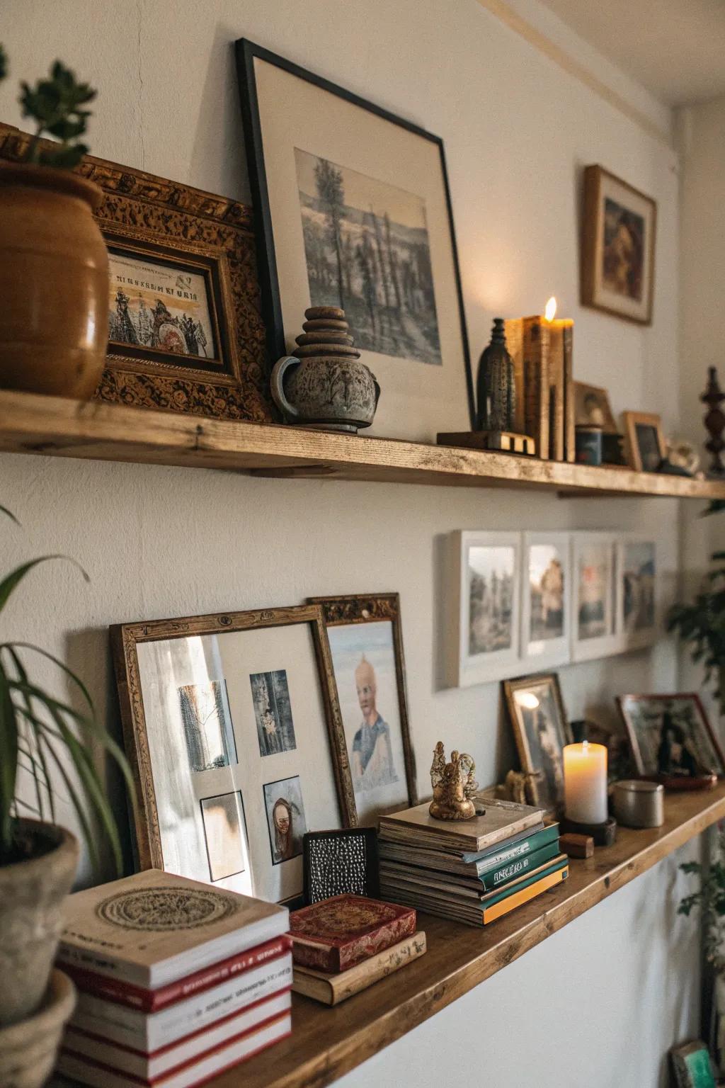 Narrate a tale with your shelf through curated artistry and objects.