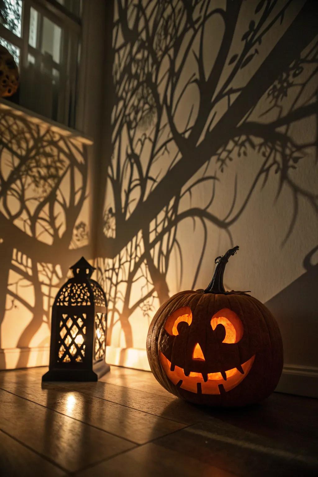 Sophisticated shadow pumpkin for a hauntingly elegant look.