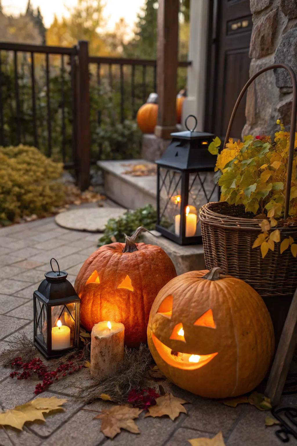 Gourd beacons casting a magical glow at the wedding.