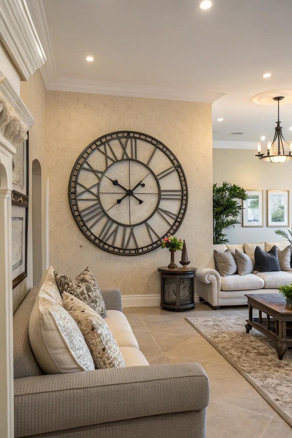 A statement time-telling device as a quirky focal point.