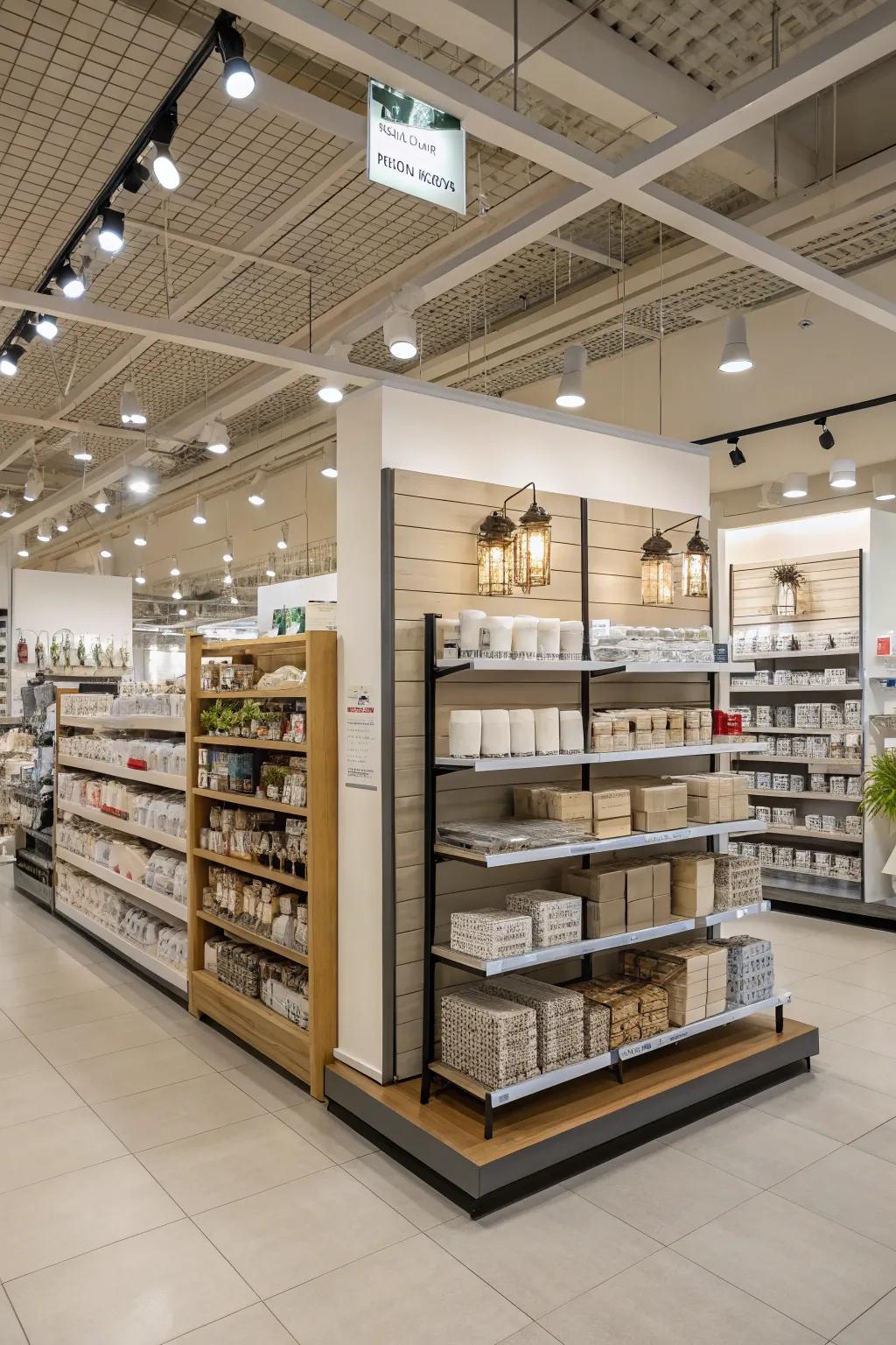 Vertical exhibitions maximize area and enhance merchandise visibility.