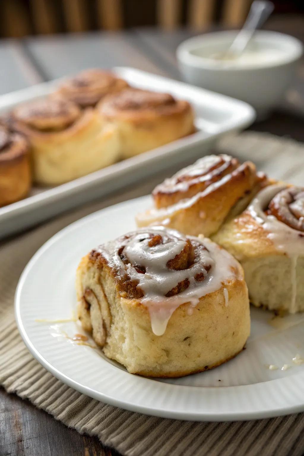 Warm cinnamon rolls bring a comforting aroma to your breakfast.