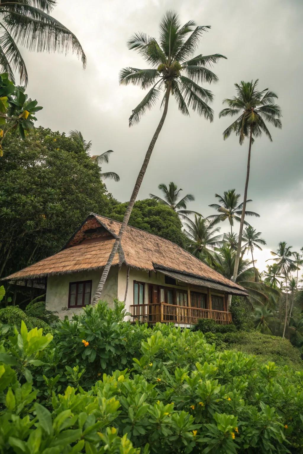 Bamboo roofs offer a sustainable and natural aesthetic.